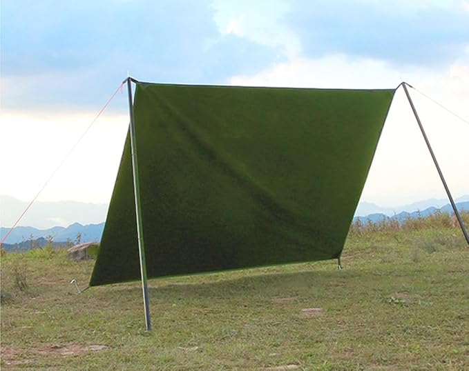Bringsine Bringsine Waterproof Camping Tent Tarp-95x834 in 1 Multifunctional Tent Mat Footprint for CampingHiking and PicnicUltralight &amp Foldable+Tent Stakes (Green 95 x 83)