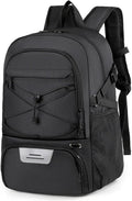 Reflective Strip Gym Bag 35L Sports Basketball Backpack with Shoe Compartment Large Training Rucksack for Men Women(Black)