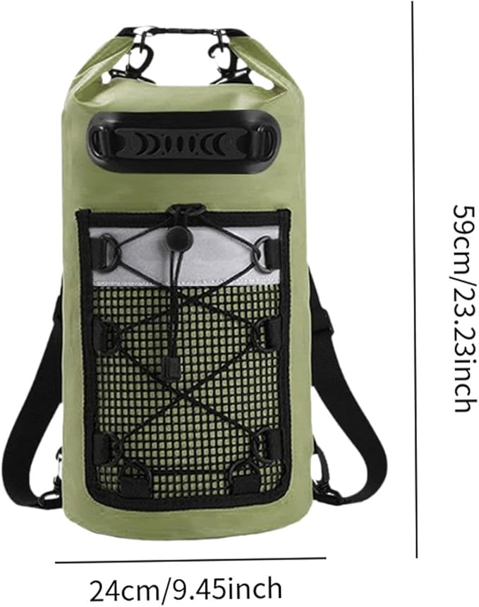 Dry Bag Green Lightweight Sturdy Multifunctional Backpack Accessories for Fishing Beach Boating Kayaking Swimming 20 L
