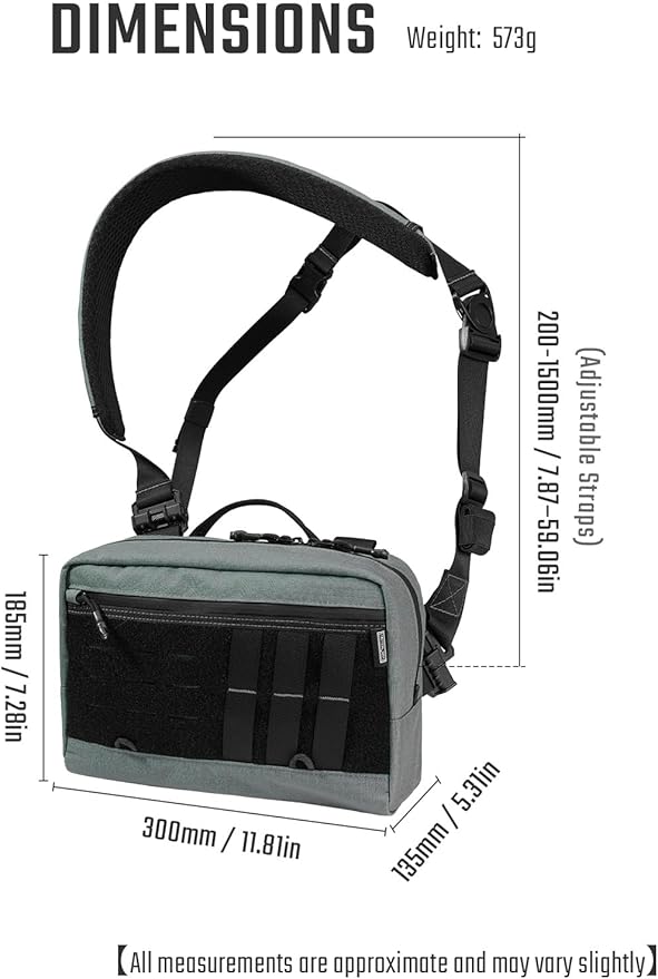 TACTICAL_GEEK L3 Pro EDC Crossbody Bag Chest Bag with Adjustable StrapDaily Carry Sling Pack Large Capacity Daypack Organizer for Camera Drones（T500 Grey）