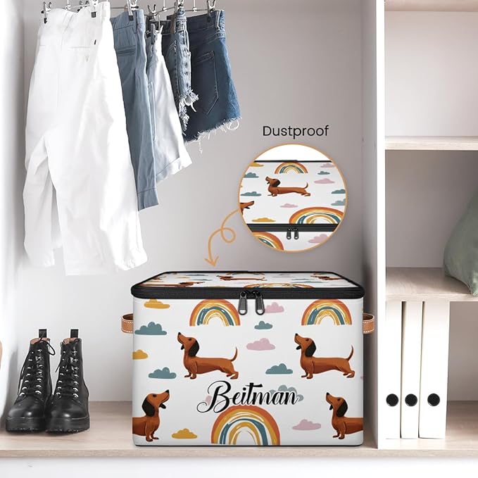 Storage-Bins with Lids Handle Customized Stackable-Storage-Bin for Kids-Boys-Girls-Toys Cube Collapsibl Basket Dog