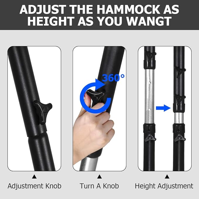 FDW Adjustable Hammock Chair Stand Hammock Stand Only Hanging Chair Stand Swing Chair Stand for Indoor/Outdoor Patio Yard