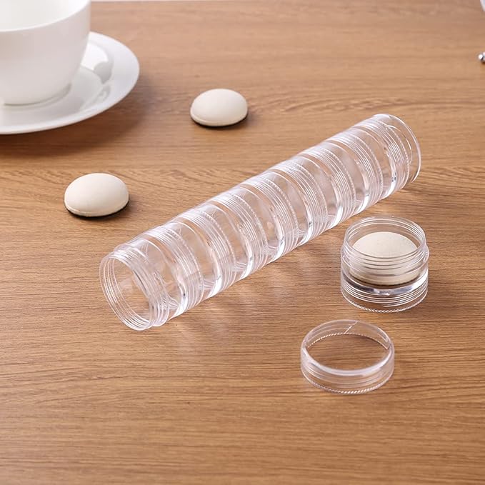 BAOFALI 100 PCS Stackable Plastic Containers Clear Storage Box Round Organizer Jars for Beads Buttons DIY Art CraftJewelry Nail Accessory (919x3.5cm/ 7.5X.5inch)