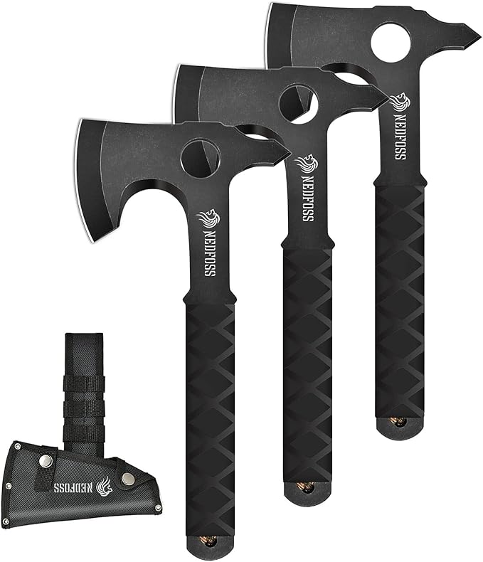 NedFoss Throwing Axe Set 10.2'' Full Tang Throwing Hatchet with Sheath Updated TPR Rubber Wrapped Handle Perfect for Competition and Recreation