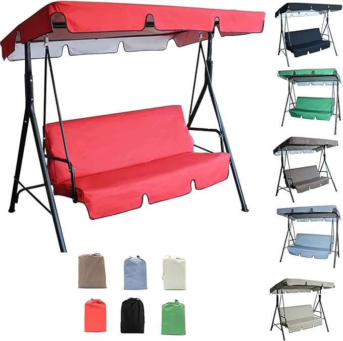 Outdoor Swing Chair Canopy Replacement Waterproof 210D Canopy for 2/3 Seater Swing Seat Sun Shade Top Cover for Garden Swing Chair Durable and UV Resistant