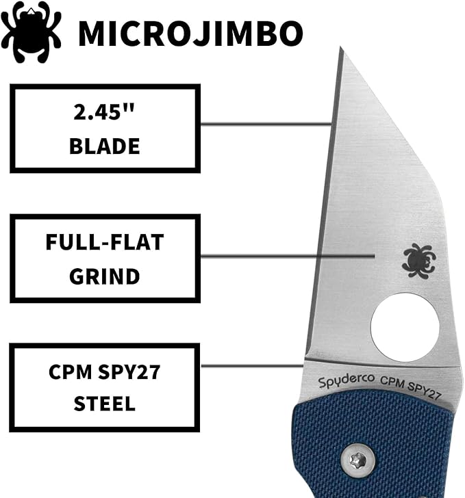 Blue G-10 Wharncliffe Spyderco MicroJimbo