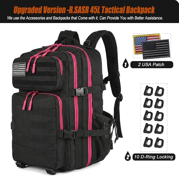45L Tactical Backpack for Men Women Military Assault Pack with MOLLE Large 3 Day Bug Out Bag for Hiking Camping