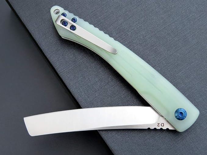 Eafengrow EF944 EDC Folding Knife D2 Steel Blade G10 Handle Reliable Locking Ball Bearing Flipper Knifes for Camping Survival Hiking (Jade)