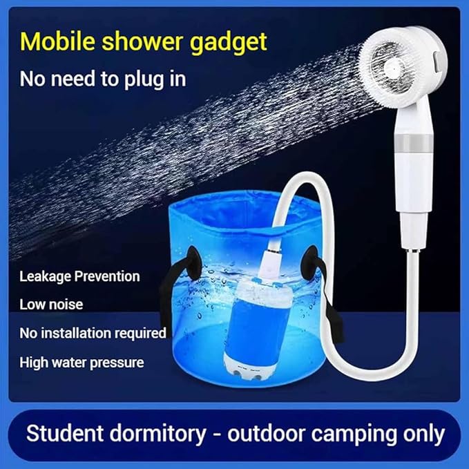 Portable Camping Shower Pump-Rechargeable Outdoor Shower Head SprayerElectric Showerhead with Hose Off Grid Showers System with Heater