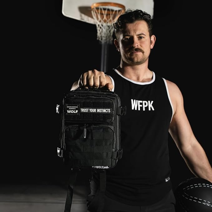 WOLFpak 9L Mini Tactical Backpack for Men &amp Women | Compact Small Everyday Carry Bag for Gym School Travel | Durable Water-Resistant Daypack with Molle System and Patch Panel (Black Phantom)