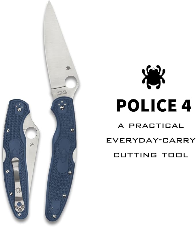 Spyderco Police 4 Lightweight Folding Pocket Knife with 4.3 CPM SPY27 Steel Blade and FRN Handle - EDC Knife for Men and Women Perfect for Hunting Tactical Camping - SpyderEdge - C07PCBL4