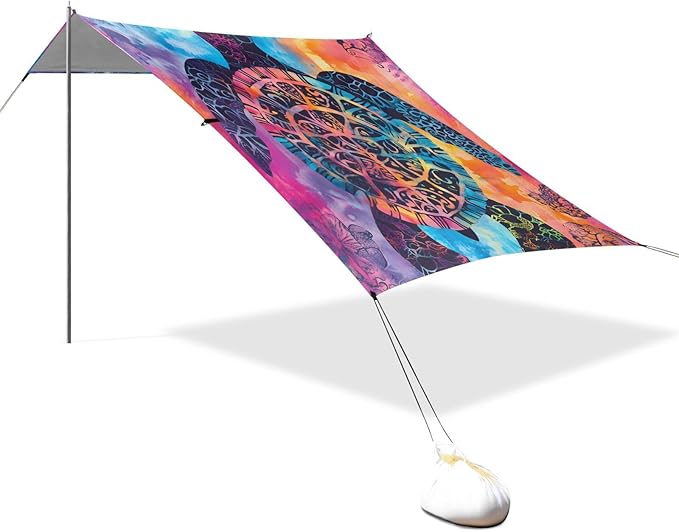 ALAZA Silhouette Turtle Beach Tent Sun Shelter Portable Canopy Sunshade for Outdoor Camping Picnics Backyard Fun 10x9 ft