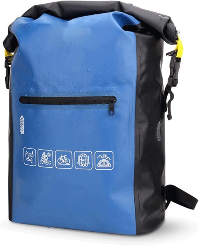 Waterproof Dry Bag for Women Men Roll Top Lightweight Dry Storage Bag Backpack with Exterior Zippered Pocket for Travel