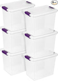 Sterilite 6-Pack 27 Quart ClearView Latch Box Stackable Organizer Bins with Latching Lids - Clear Plastic Organization Containers for Closet Bedroom Shelving Units and Everyday Home Storage
