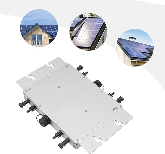 1400W Micro Inverter Grid Tie Solar Inverter MPPT Pure Sine Wave Automatic Identification Power Inverters IP65 Waterproof Self-Cooling for 30V/36V Solar Panels Silver