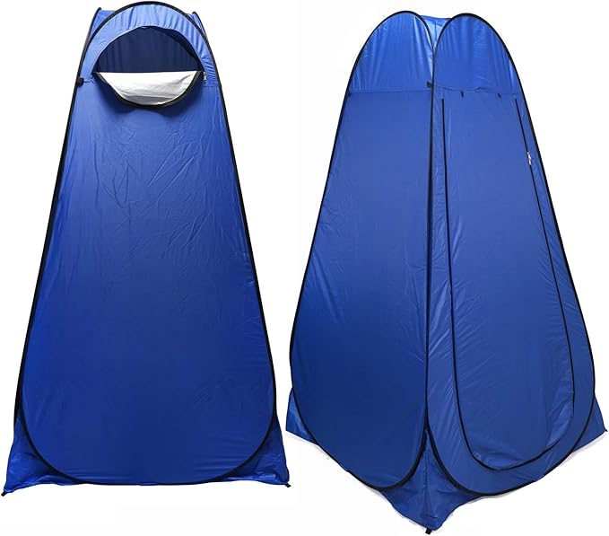 Pop Up Privacy Tent Blue Camping Shower Tent Outdoor Changing Tent Portable Bathroom Toilet Tent Privacy Tent with Portable Bag for Camping Beach Hiking Travelling