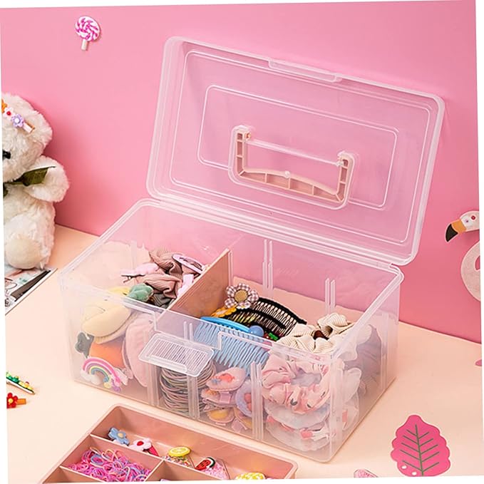STOBAZA Storage Organizer Box Student Desk Organizer Large Capacity Lid Storage for Cotton Pads Hairpins Lipstick