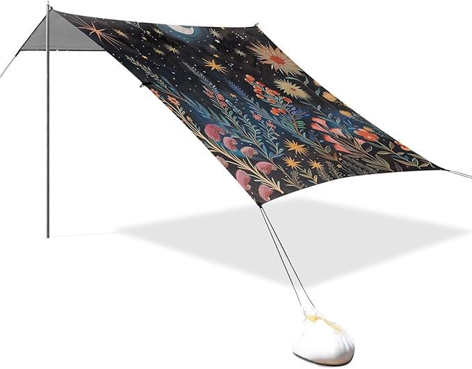 ALAZA Magical Plants Stars Moons Constellations Beach Tent Sun Shelter Portable Canopy Sunshade for Outdoor Camping Picnics Backyard Fun 10x9 ft