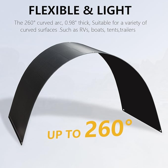 XINPUGUANG Flexible Solar Panel 100W 12V Monocrystalline Solar System kit10A Charge ControllerExtension Cable Charge for Boat RV Cabin Camper12v Battery (100W Solar Panel kit)