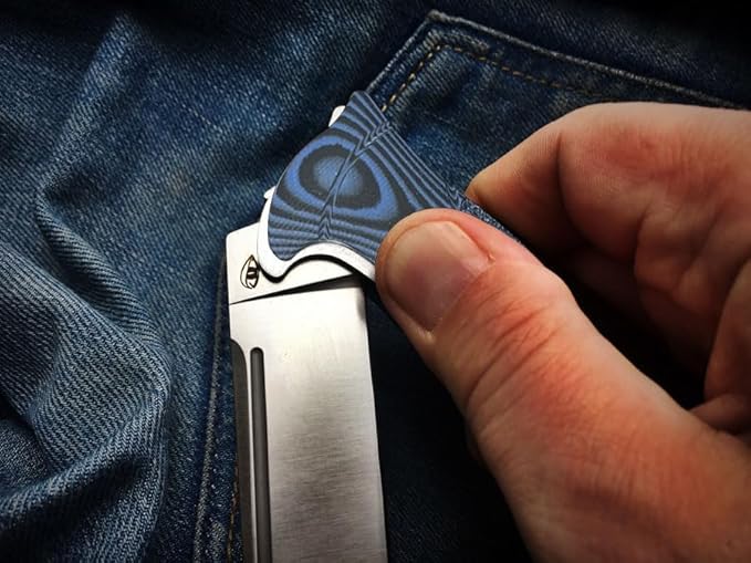 Daily Use Folding Knife with D2 Blade &amp G10 Handle Portable Outdoor EDC Tool for Camping Hunting Survival (Blue)