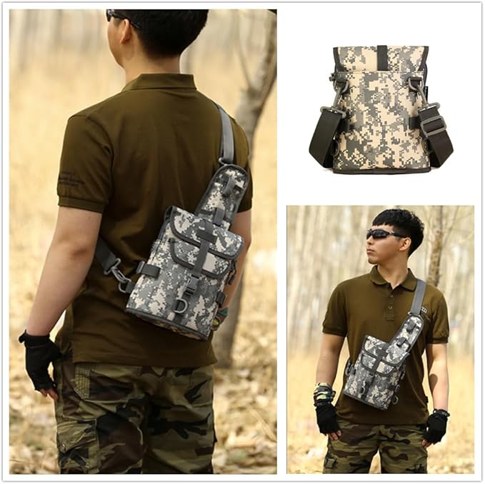 UNISTRENGH Tactical Sling Bag Military Daypack Casual Shoulder Bag Crossbody Duty Gear Molle Chest Pack for Hunting Fishing (ACU-camouflage)