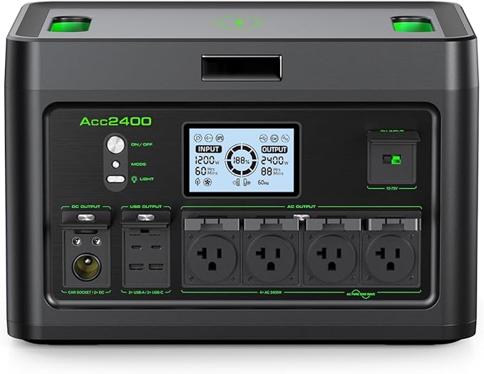 2400W Portable Power Station 1843Wh Solar Generator Home Battery Backup LiFePO4 Battery Supply with 12 Outlets(2400W AC Outlets4800W Peak) USB-C PD100W2Hrs Fast Charge RV Travel