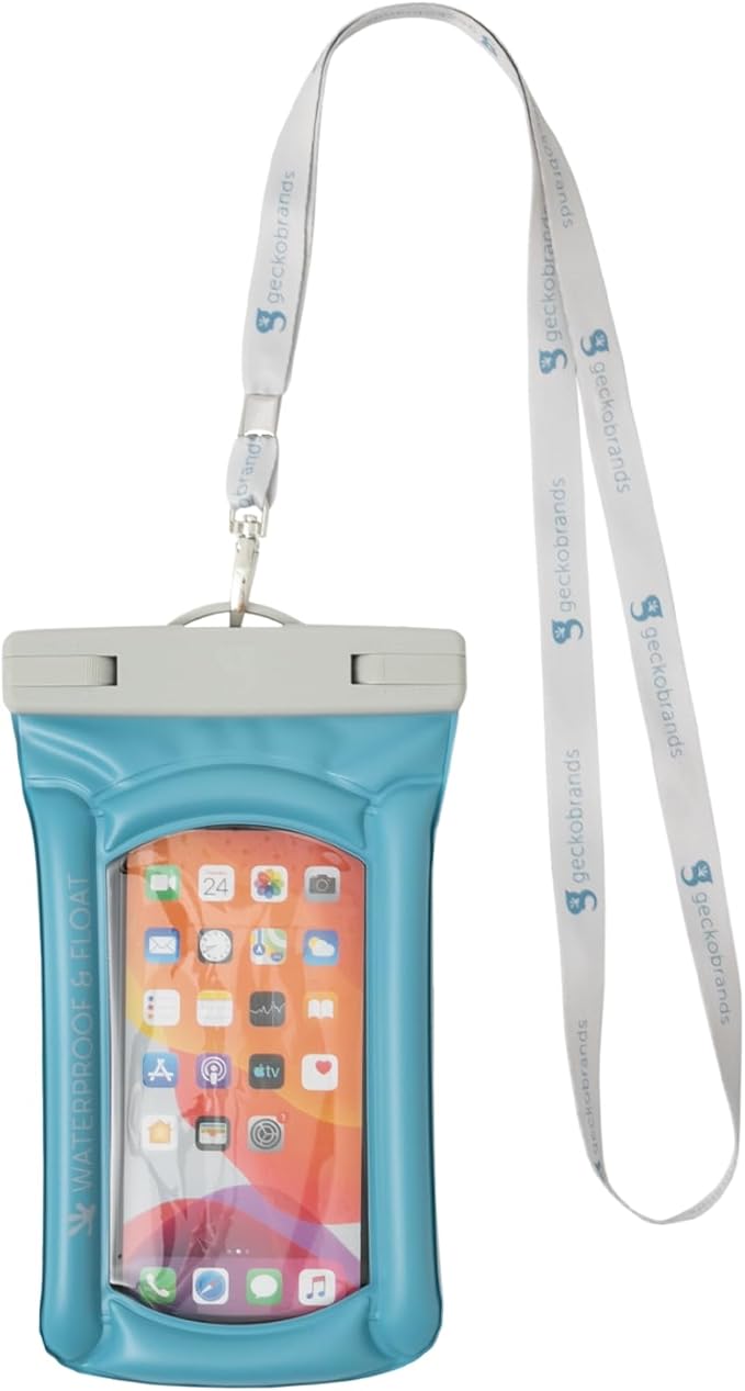 geckobrands Float Phone Dry Bag - Waterproof &amp Floating Phone Pouch – Fits Most iPhone and Samsung Galaxy Models