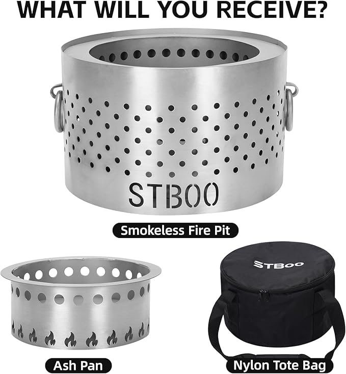 Tabletop Fire Pit with Ash Tray - Low Smoke Pellet Portable Table Top Firepit | Indoor&ampOutdoor Mini Personal Fireplace with Travel Bag | Small Smores Firepit for Patio CampingPorch7.8inch Stain