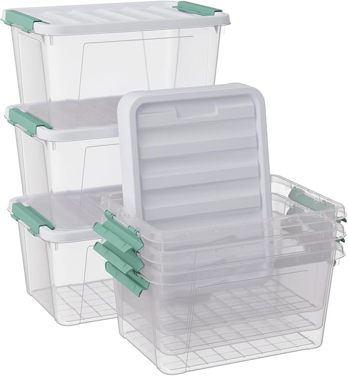 20 Quarts Latching Storage Boxes 6-pack Clear Plastic Bins Containers with Lids