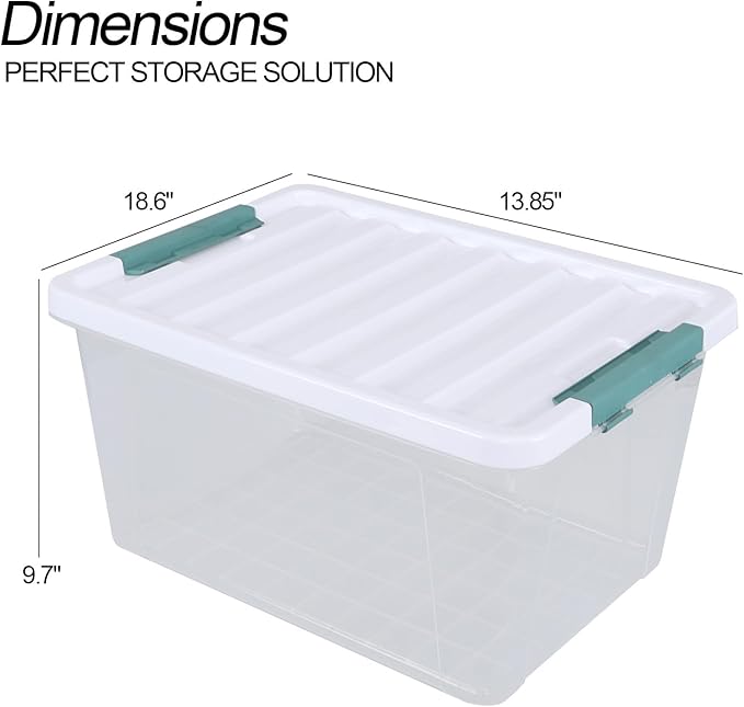 35 Quart Stackable Plastic Storage Latches Box Multi-Purpose Lidded Container for Clothes Craft Supplies &amp Christmas Decorations 6 Packs