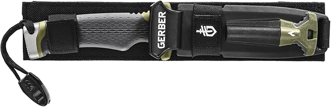 Gerber Gear Ultimate Survival Knife Fixed Blade Knife with Combo Edge includes Fire Starter Edge and Ferro Rod Whistle Sheath with Integrated Sharpener - Bushcraft Hunting and Camping Tool