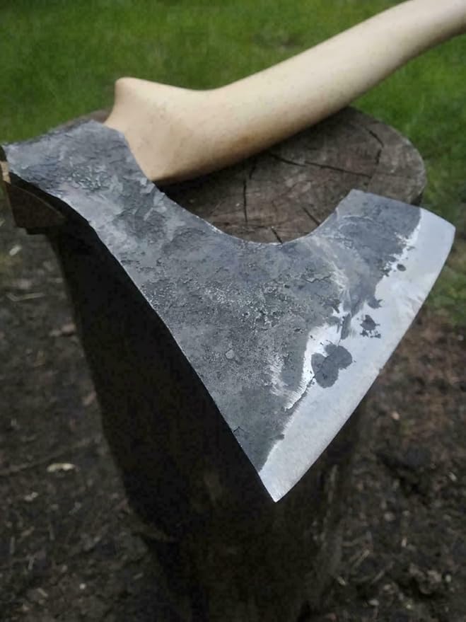 Handmade Carbon Steel Axe – Hand Forged High Carbon Steel Head | Wood Handle Rustic Outdoor Hatchet Viking Style Camping &amp Survival Axe (Axe-6)