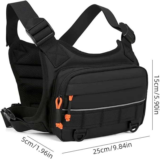 Genérico Front Chest Bag Camping Vest Backpack Compatible for Men Women Running Tactical Pack Sports Outdoor Cycling fishing(Black Camouflage)