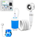 Longguo Portable Camping Shower Pump Smart Digital Display Multiple Spray Modes USB Charging Light and Compact Perfect for Camping Hiking Traveling car wash and pet Cleaning
