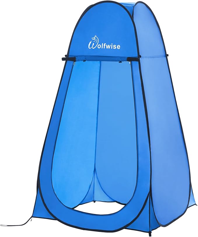 Wolfwise Pop Up Shower Tent for Camping Portable Instant Changing Tent with Ventilation Window &amp Carry Bag Privacy Bathroom Toilet for Beach &amp Outdoor Width 47  Height 83  Blue