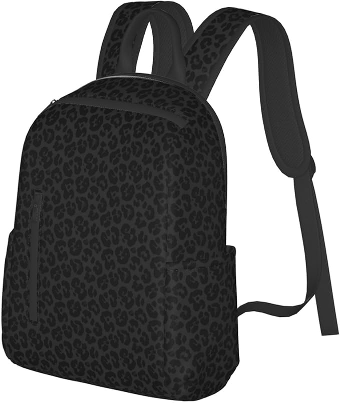 Dark Gray Black Leopard Cheetah Print Laptop Backpack Waterproof Book Bags Multipurpose Laptop Backpack for Hiking Camping College