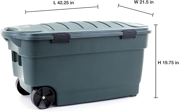Rubbermaid ECOSense Wheeled Storage Totes 40 Gal Pack of 2 Durable and Reusable Bins with Latching Lids for Garage or Home Organization Made From Recycled Materials