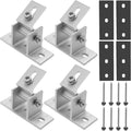 4Pcs Adjustable Solar Panel Tilt Mount Bracket Base Tilt Angle 10°-60° Flat Roof Mount Holder RV Solar Panel Mounts Clamp Roof Stand