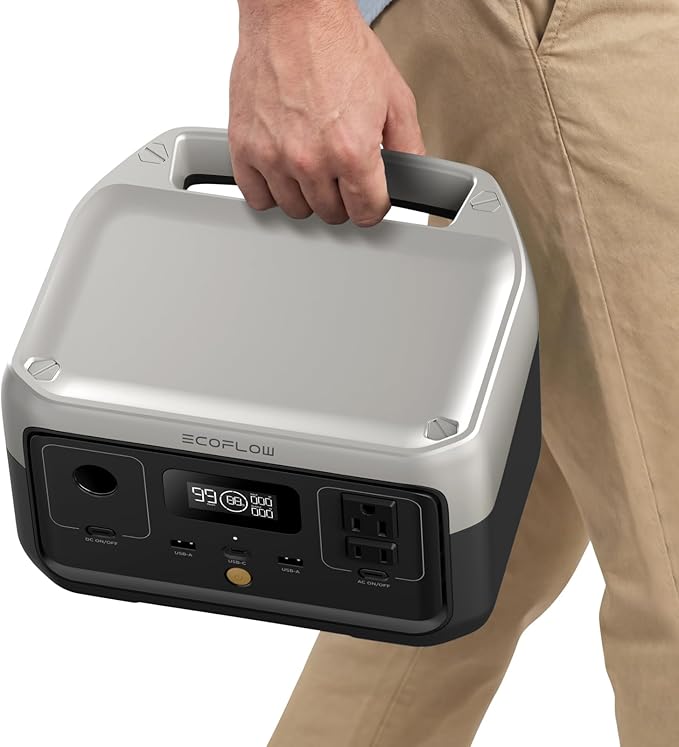 EF ECOFLOW Portable Power Station RIVER 2 256Wh LiFePO4 Battery/ 1 Hour Fast Charging 2 Up to 600W AC Outlets Solar Generator (Solar Panel Optional) for Outdoor Camping/RVs/Home Use