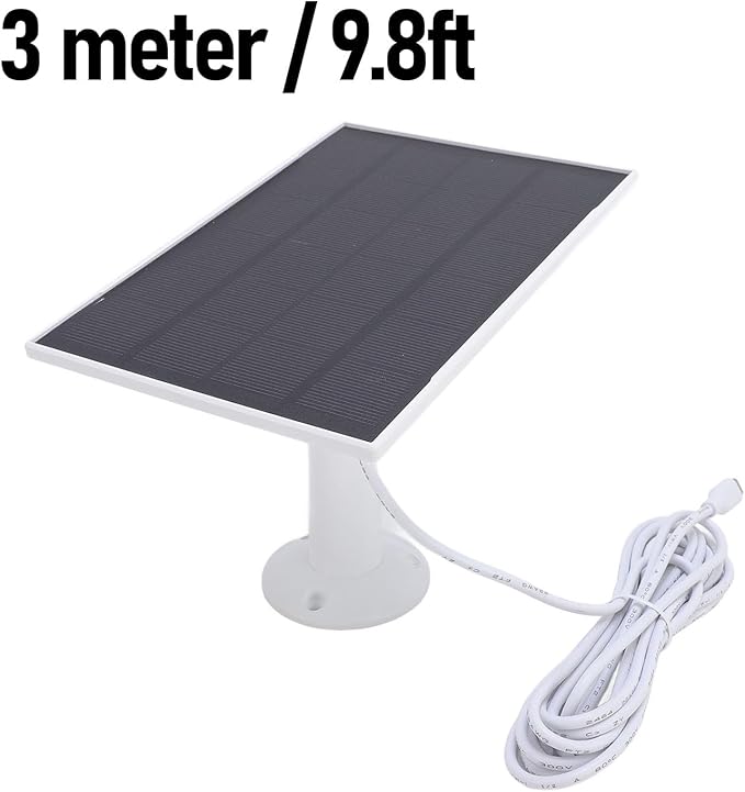 Generic 8W Solar Panel for Bird Feeder Camera Type C Solar Panel Charger 360° Swivel Bracket for Rechargeable Battery Bird Feeder Security Doorbell Camera (White)