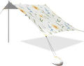 xigua Wildflowers Beach Tent Sun Shelter with Carrying Bag - Silver Coated Oxford Fabric Beach Canopy for Beach Camping Fishing - Includes Windproof Ropes Sandbags &amp Stakes