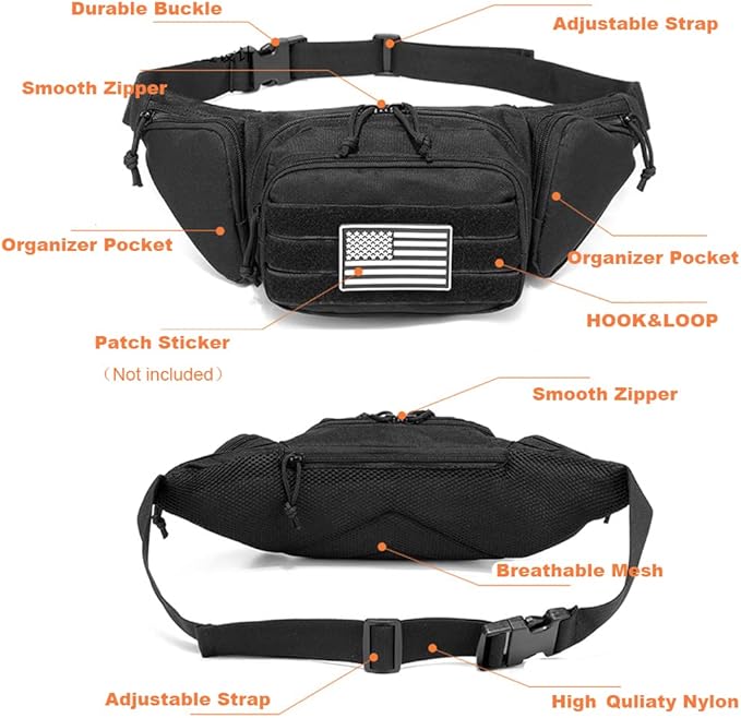 Tactical Waist Bag Gun Holster Molle Military Combat Waist Fanny Pack Utility Nylon Shoulder Bag for Hunting Camping (Color : TBP003-OD)