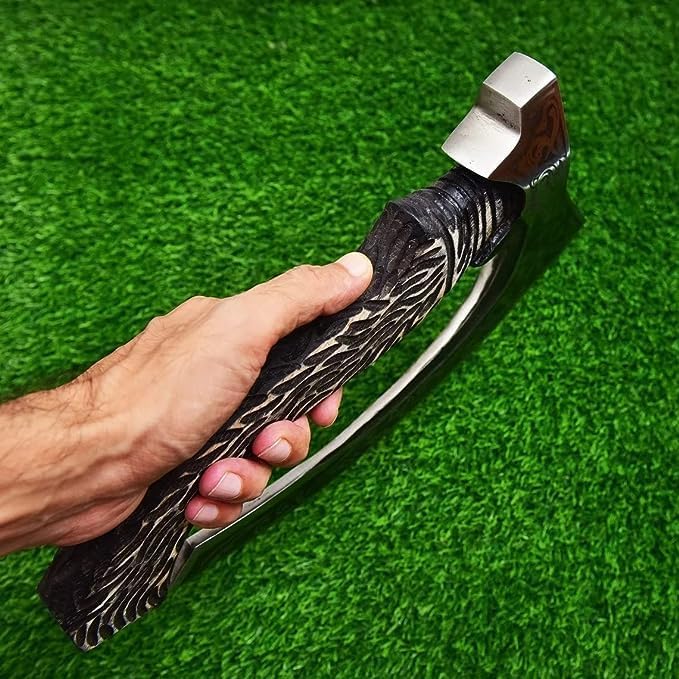 Camping Hunting/Viking Steel Multi Purpose Axe Authentic Medieval Pizza Cutter Axe Hand Forged Axe Cutting/Chopping/Slicing Axe Rocking Gift Axe with Leather Sheath Viking Gifts