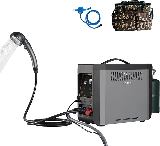 Powered Portable Water Heater Battery-Powered Camping Water Heater On-Demand Propane Camping Shower &amp Shower Pump Constant Temperature Rechargeable Battery