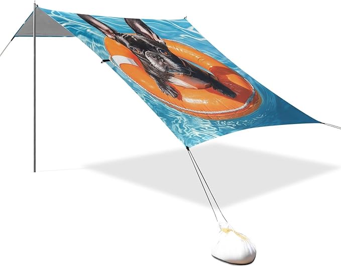 ALAZA French Bulldog Life Buoy in Pool Beach Tent Sun Shelter Portable Canopy Sunshade for Outdoor Camping Picnics Backyard Fun 10x9 ft