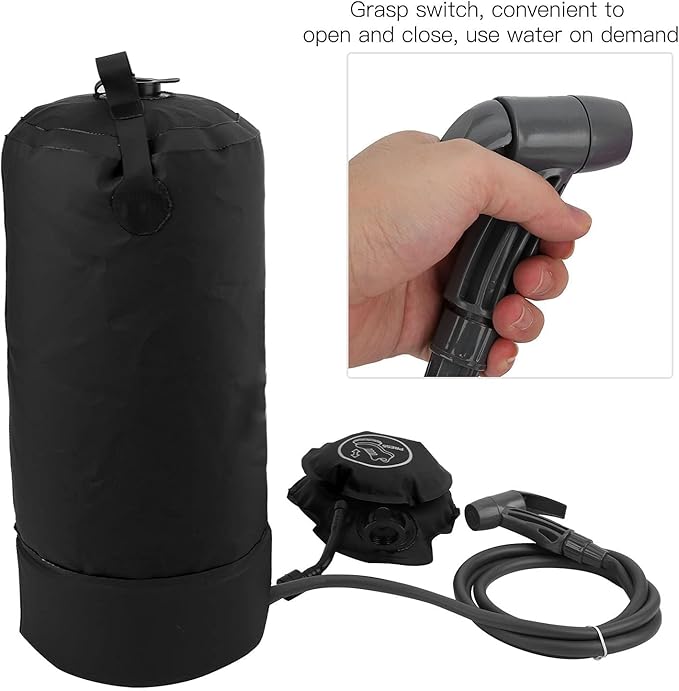 Solar Shower Bag 11L Portable Camping Shower Bag Special Nozzle Design Outdoor Shower with Shower Head Tube for Camping Hiking Traveling