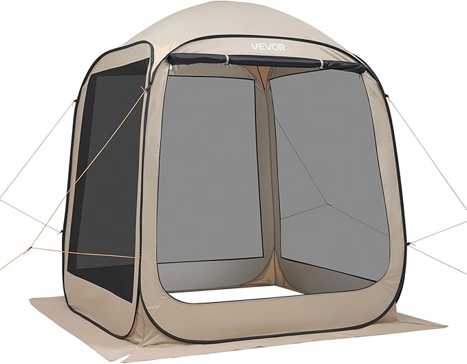 VEVOR Screen House Tent 6x6FT Pop-Up Screen Tent for 4–6 Person Portable Screen Room Gazebo with Netting Carry Bag &amp Ground Stakes Instant Screen Canopy for Patio Backyard Garden Camping