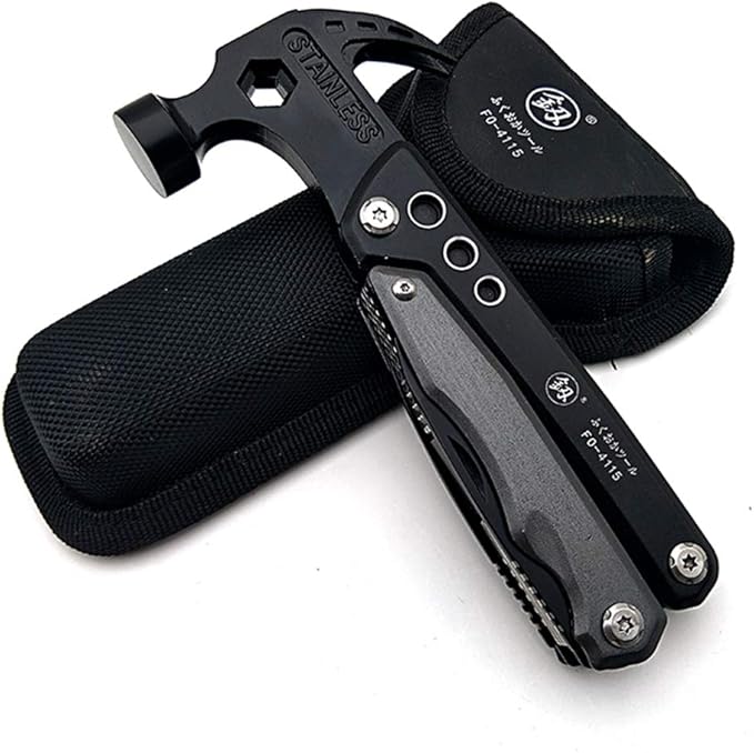 Hammer &amp Pliers Multi-functional Tool 14 In 1 Portable Kit for Car Emergency Camping Household (Hammer Bottle Opener Survival Camping Knife Hand Saw) Stainless Steel