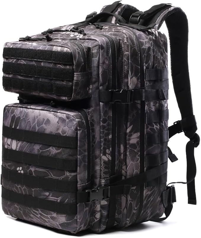 Tactical Backpack Military Molle Hiking 45L Multifunctional camouflage sport mountaineering in camouflage black