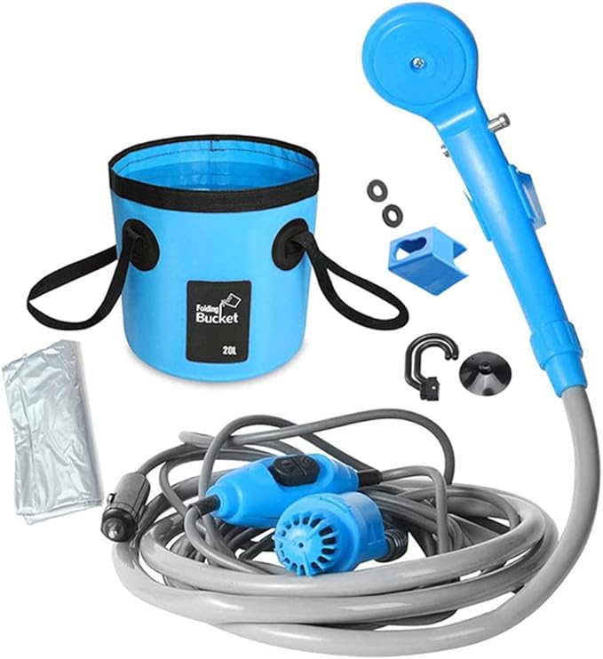 Portable Outdoor Camping Shower Kit Travel Shower Outdoor Portable Shower 1.8m Hose Water Pump for Outdoor Travel Bike Car Washing Pet Cleaning Plants Watering
